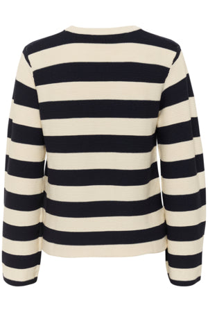 Neule Lidya sini-valkoraidallinen-Neuleet/Neuletakit-Soaked in Luxury-Lahja ja sisustus Pussukka Katariina Home Oy