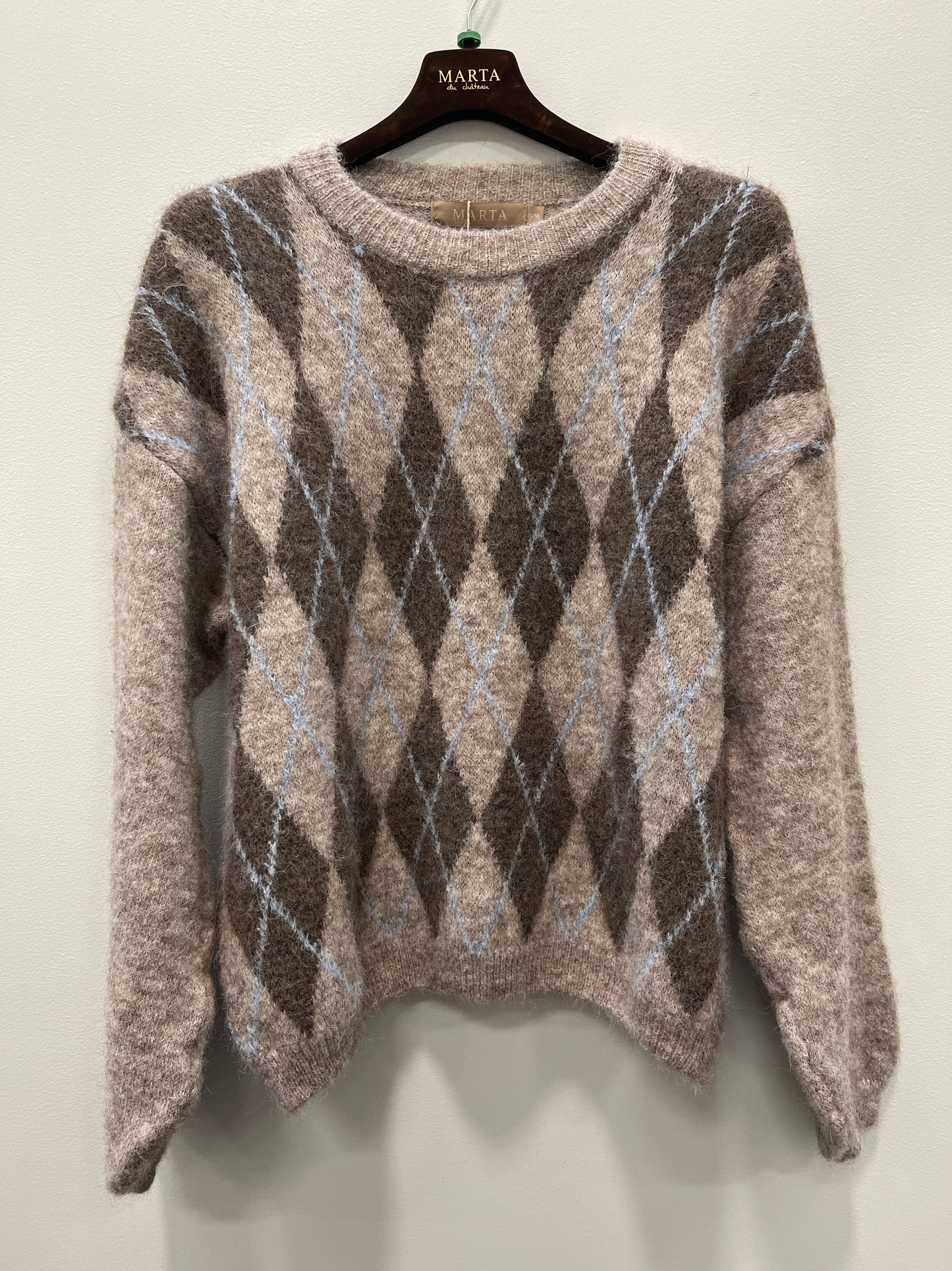 Neulepusero Cora beige/vaaleansinen-Neuleet/Neuletakit-Marta du Chateau-Lahja ja sisustus Pussukka Katariina Home Oy