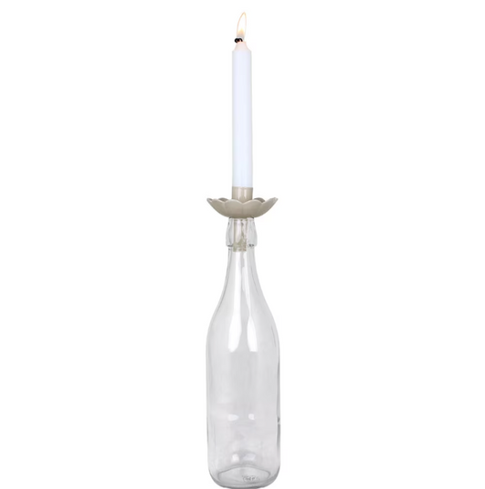 Kynttilänjalka pulloon Ingrid beige-Kynttilänjalat ja lyhdyt-Strömshaga-Lahja ja sisustus Pussukka