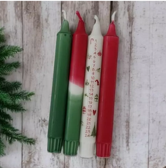 Joulukalenteri kruunusetti viini&vihreä-Kynttilät-Puttipaja-Lahja ja sisustus Pussukka Katariina Home Oy