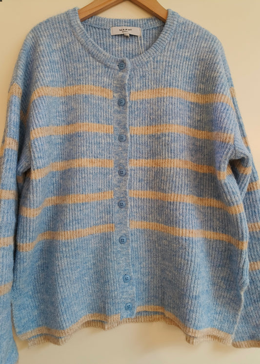 Neuletakki sini/beige raidallinen-Neuleet/Neuletakit-Marc Lauge-Lahja ja sisustus Pussukka Katariina Home Oy