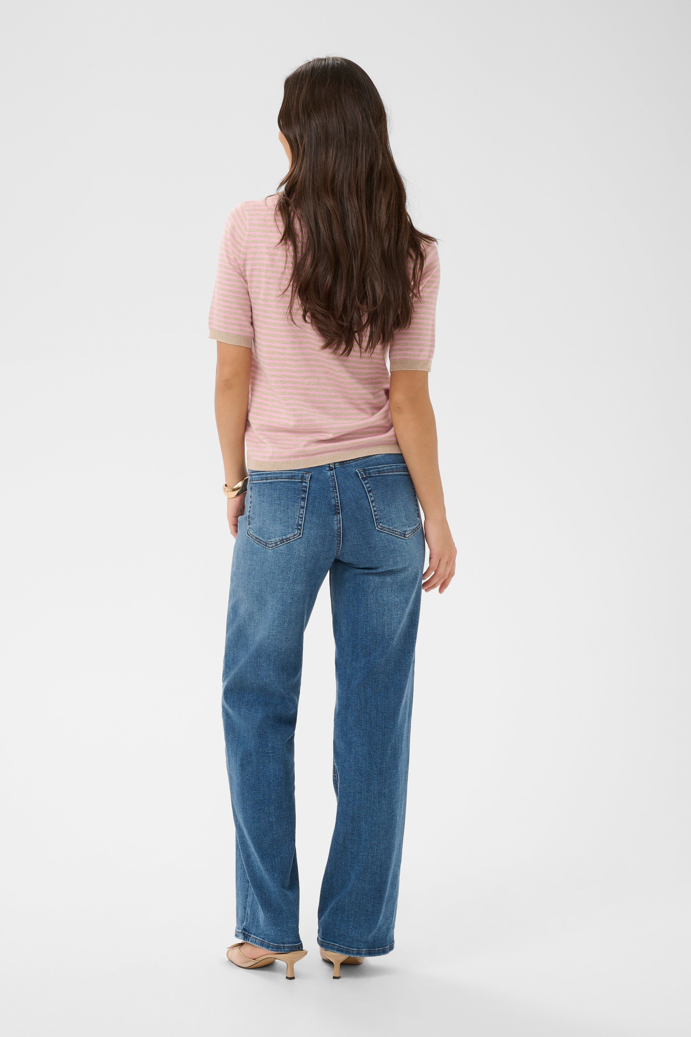 Neulepusero Lizza pinkki/beige raidallinen Kaffe-Neuleet/Neuletakit-Kaffe-Lahja ja sisustus Pussukka Katariina Home Oy