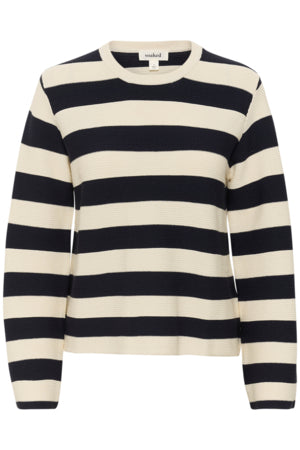 Neule Lidya sini-valkoraidallinen-Neuleet/Neuletakit-Soaked in Luxury-Lahja ja sisustus Pussukka Katariina Home Oy