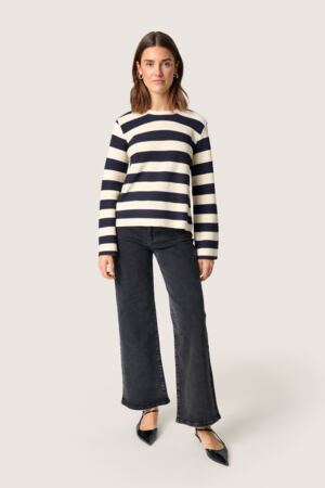 Neule Lidya sini-valkoraidallinen-Neuleet/Neuletakit-Soaked in Luxury-Lahja ja sisustus Pussukka Katariina Home Oy