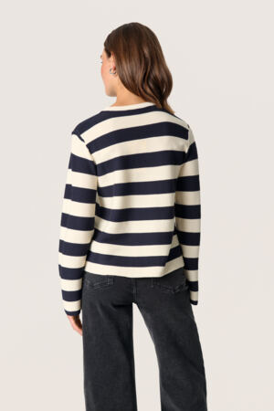 Neule Lidya sini-valkoraidallinen-Neuleet/Neuletakit-Soaked in Luxury-Lahja ja sisustus Pussukka Katariina Home Oy