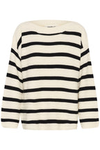 Neule Susanna luonnonvalko/musta raidallinen-Neuleet/Neuletakit-Soaked in Luxury-Lahja ja sisustus Pussukka Katariina Home Oy