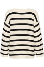 Neule Susanna luonnonvalko/musta raidallinen-Neuleet/Neuletakit-Soaked in Luxury-Lahja ja sisustus Pussukka Katariina Home Oy