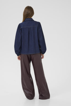 Farkkupaitapusero Hilka sininen-Puserot-Culture-Lahja ja sisustus Pussukka Katariina Home Oy