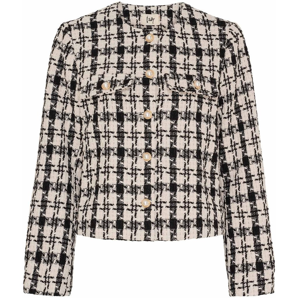 Jakku Emilie musta/kerma ruudullinen-Takit/Jakut-Isay-Lahja ja sisustus Pussukka Katariina Home Oy