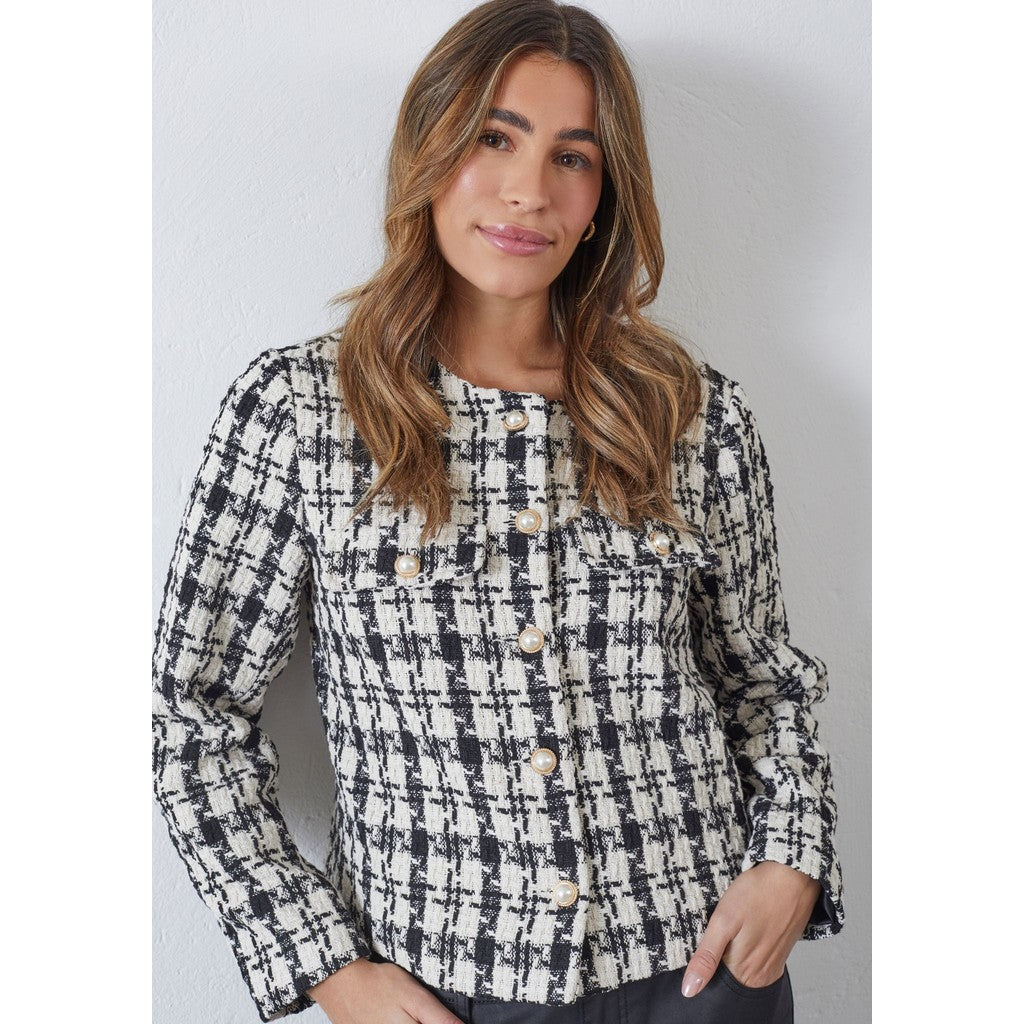 Jakku Emilie musta/kerma ruudullinen-Takit/Jakut-Isay-Lahja ja sisustus Pussukka Katariina Home Oy