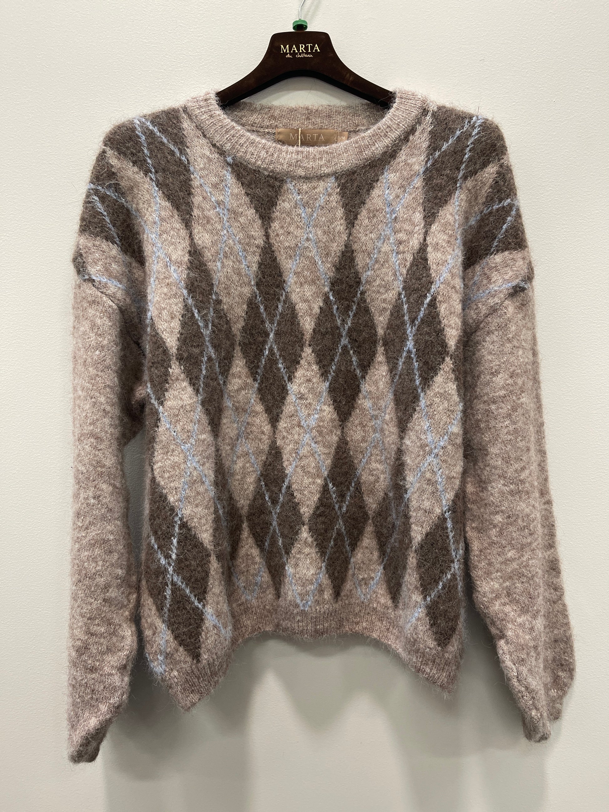 Neulepusero Cora beige/vaaleansinen-Neuleet/Neuletakit-Marta du Chateau-Lahja ja sisustus Pussukka Katariina Home Oy