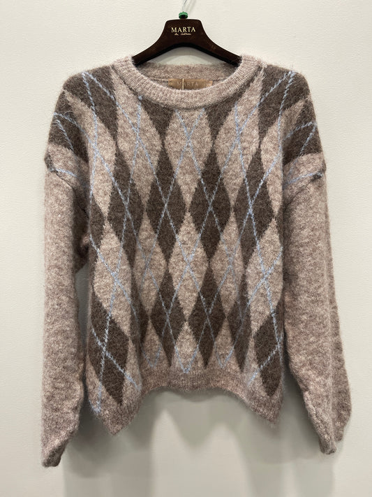 Neulepusero Cora beige/vaaleansinen-Neuleet/Neuletakit-Marta du Chateau-Lahja ja sisustus Pussukka Katariina Home Oy