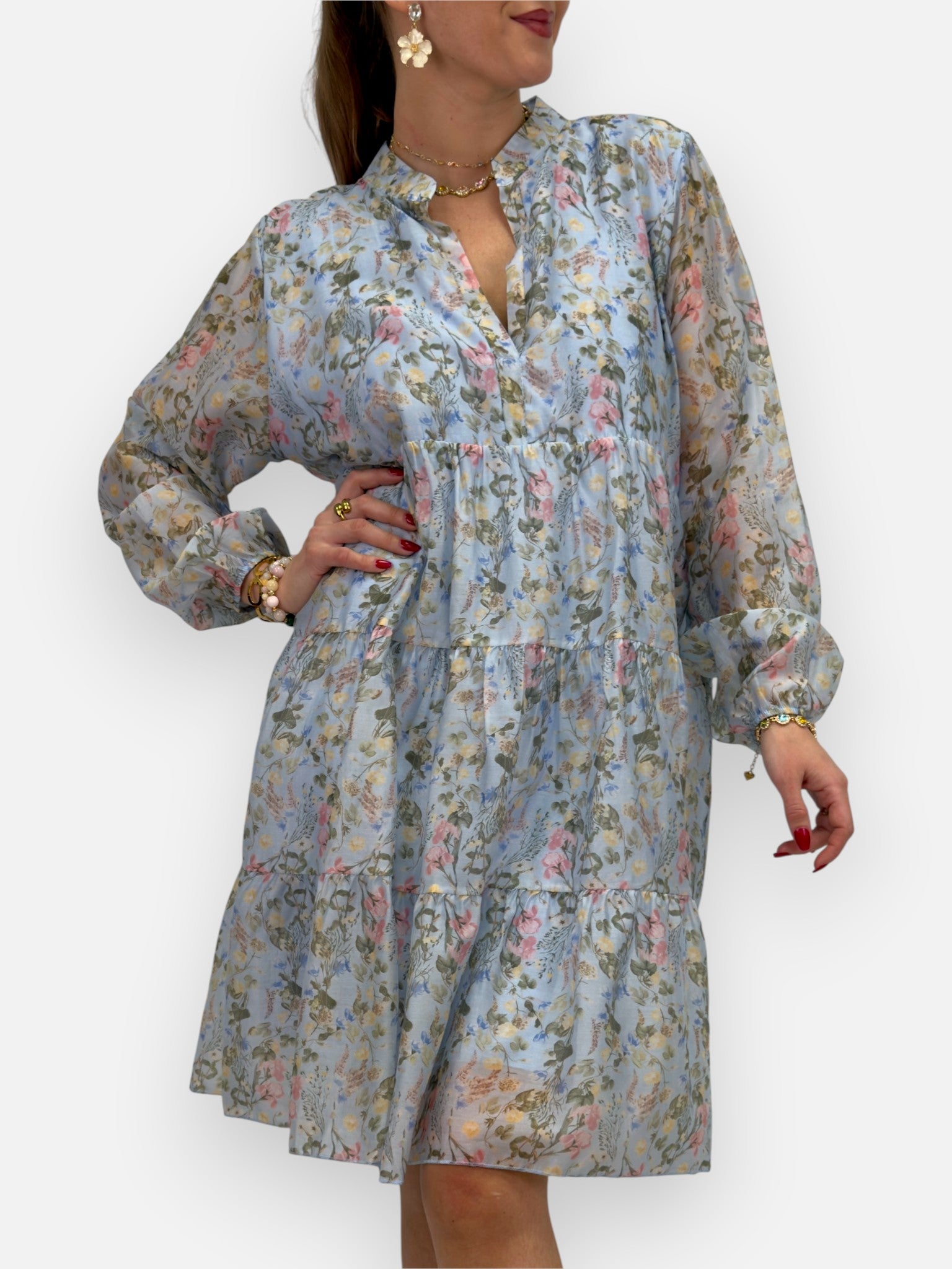 Mekko Floral sininen GEMINI by Helen-Mekot/Hameet-GEMINI by Helen-Lahja ja sisustus Pussukka Katariina Home Oy