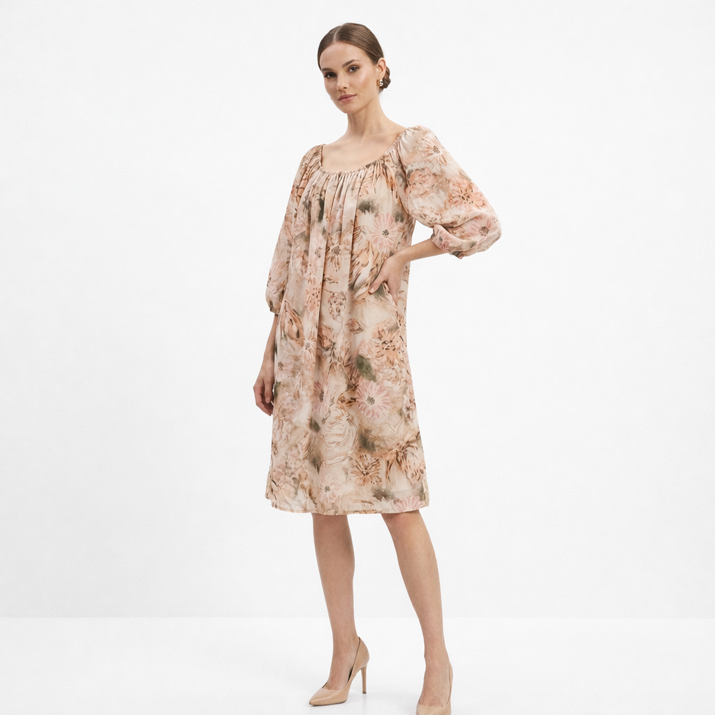 Mekko Kukka beige Niccolei-Mekot/Hameet-Niccolei-Lahja ja sisustus Pussukka Katariina Home Oy