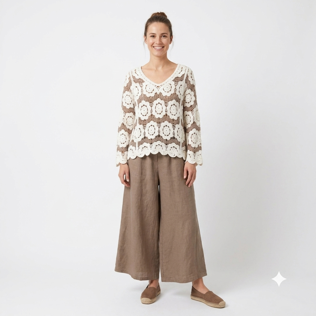Neulepusero Sassie beige/valkoinen Marta du Chateau