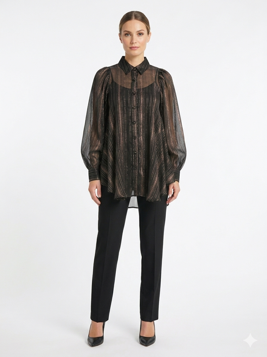 Sifonkipusero Lux musta/hopea Marc Lauge-Puserot-Marc Lauge-Lahja ja sisustus Pussukka Katariina Home Oy