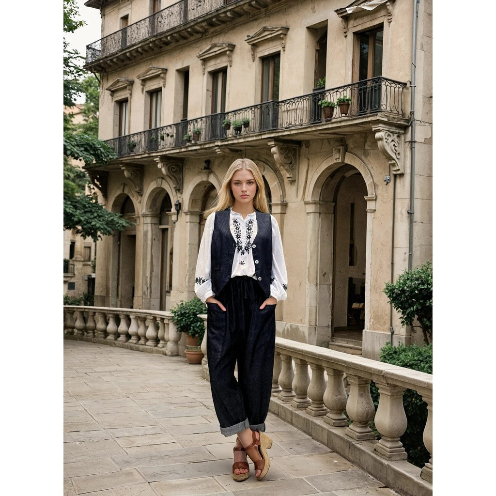 Housut Raw tummansininen Marc Lauge-Housut/Farkut-Marc Lauge-Lahja ja sisustus Pussukka Katariina Home Oy