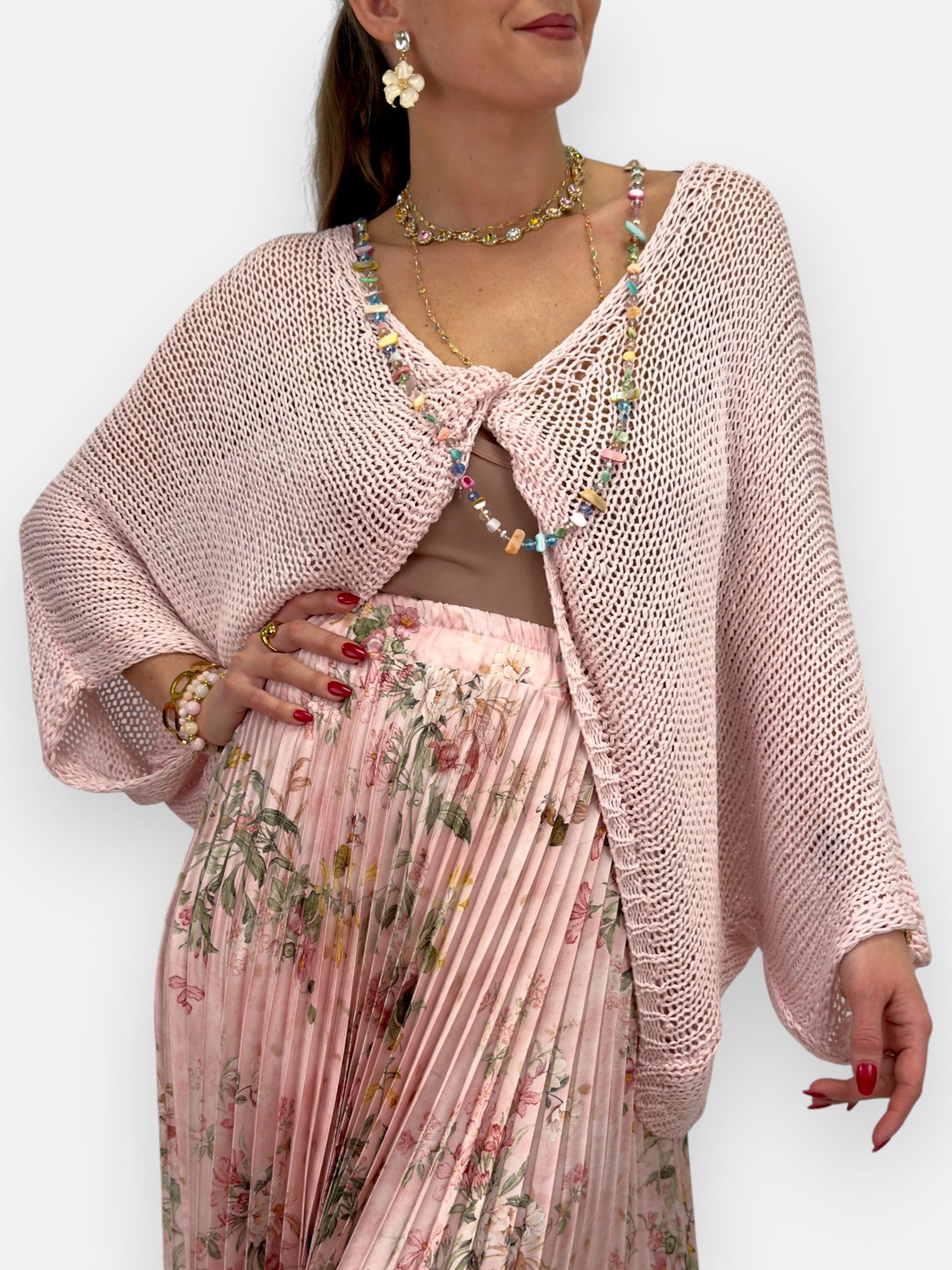 Neulepusero Osha vaaleanpunainen GEMINI by Helen-Neuleet/Neuletakit-GEMINI by Helen-Lahja ja sisustus Pussukka Katariina Home Oy