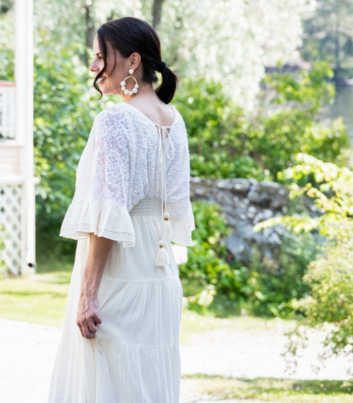 Mekko Bohemian luonnonvalkoinen Amanda B-Mekot/Hameet-Amanda B-Lahja ja sisustus Pussukka Katariina Home Oy