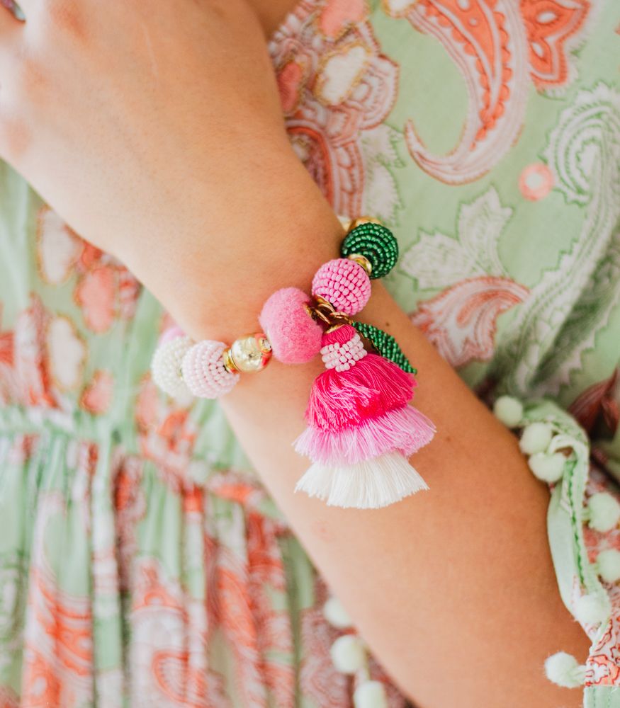 Rannekoru Tassel pinkki-Korut-Amanda B-Lahja ja sisustus Pussukka Katariina Home Oy