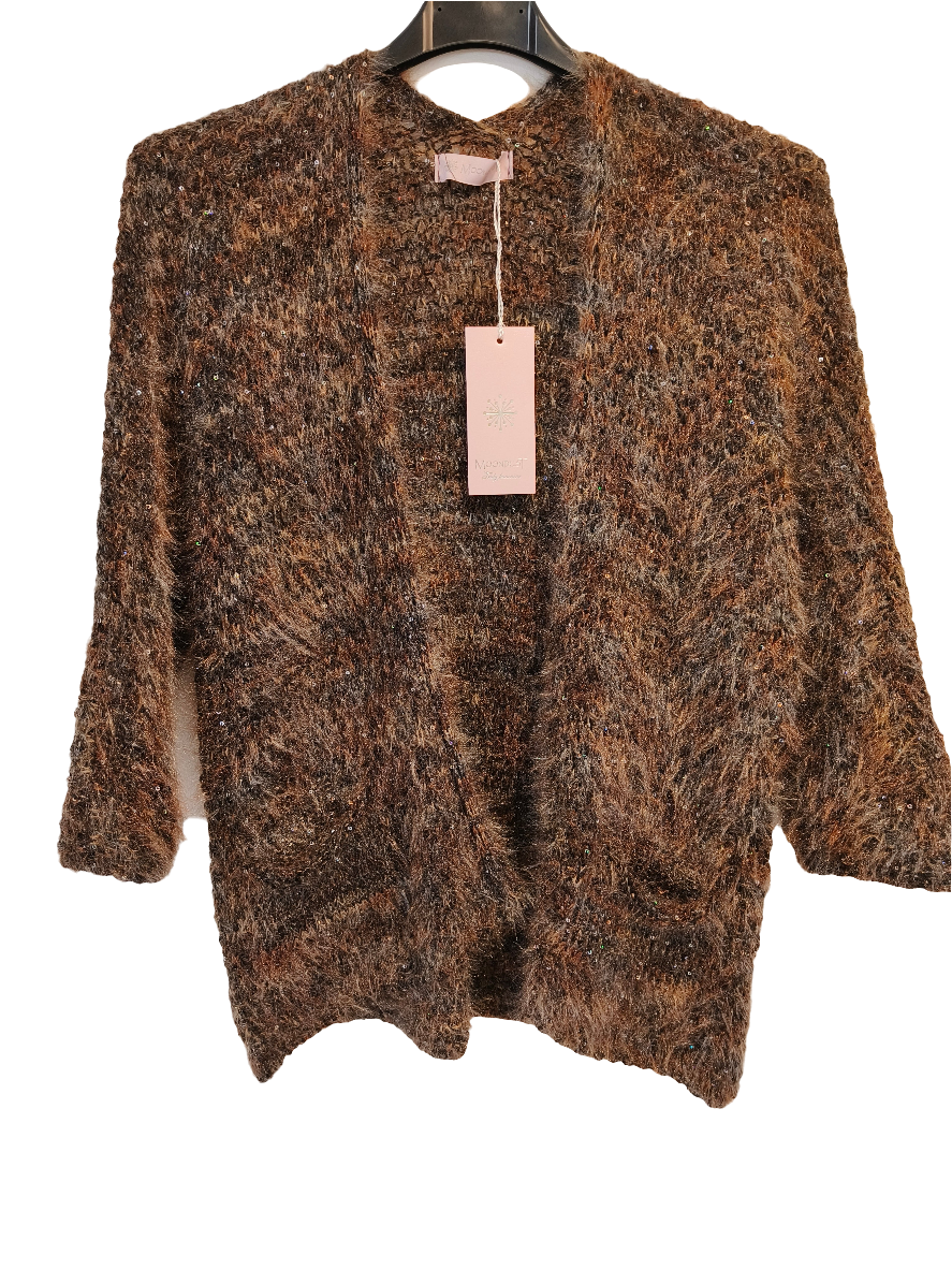 Neuletakki Pail tummanruskea/glitter-Neuleet/Neuletakit-Marc Lauge-Lahja ja sisustus Pussukka Katariina Home Oy