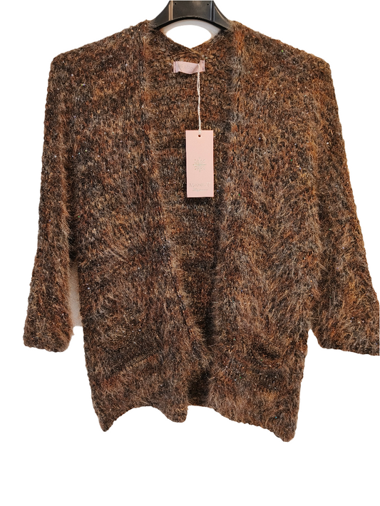 Neuletakki Pail tummanruskea/glitter-Neuleet/Neuletakit-Marc Lauge-Lahja ja sisustus Pussukka Katariina Home Oy