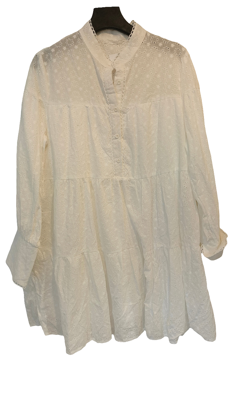 Tunika/Mekko Brode anglais valkoinen-Mekot/Hameet-Peura Collection-Lahja ja sisustus Pussukka Katariina Home Oy