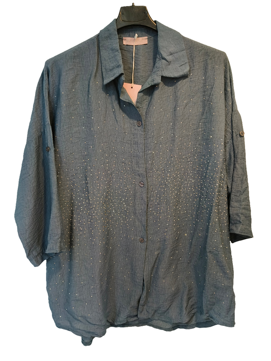 Paitapusero Studs sininen-Puserot-Marc Lauge-Lahja ja sisustus Pussukka Katariina Home Oy