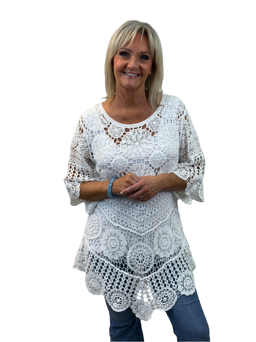 Virkattu Toppi Simona valkoinen-Neuleet/Neuletakit-Mix By Heart-Lahja ja sisustus Pussukka Katariina Home Oy