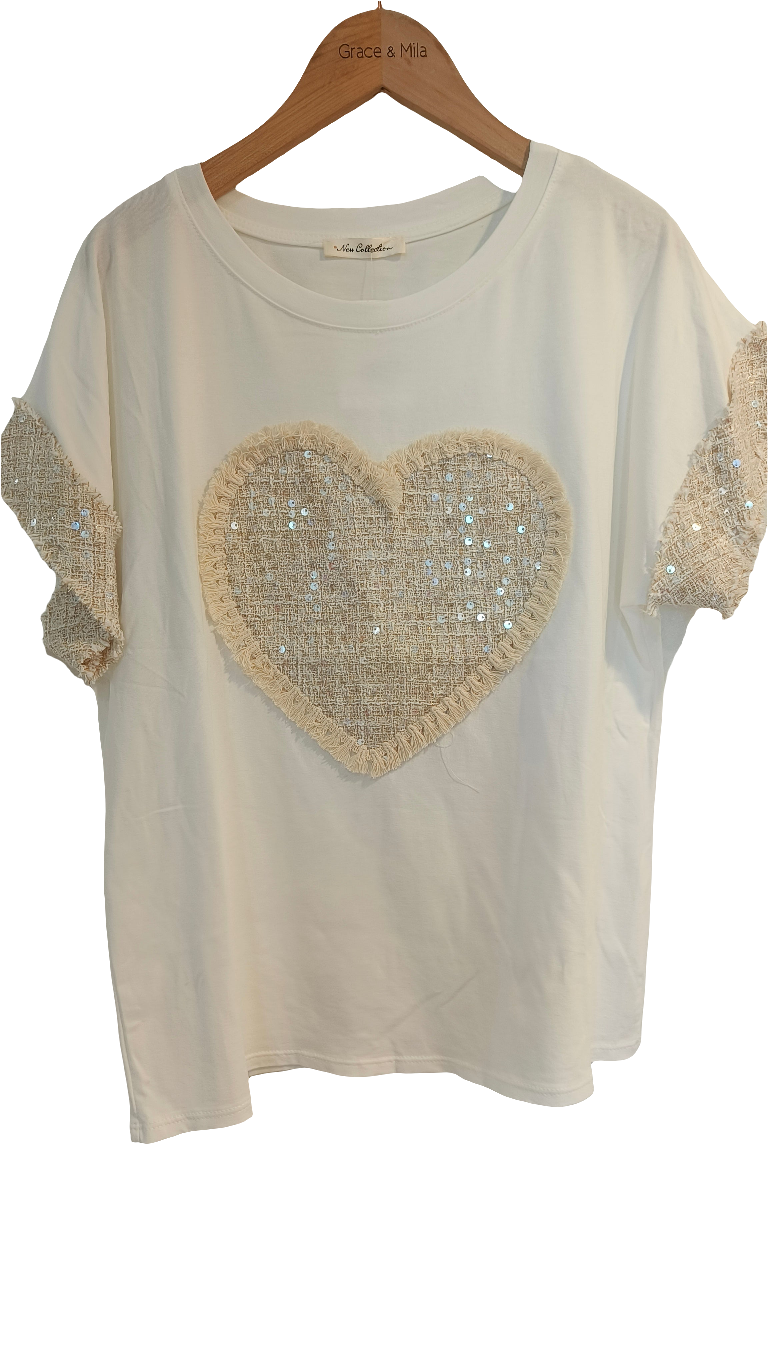 T-Paita Glitter Sydän eri värejä-T-Paidat-Peura Collection-Lahja ja sisustus Pussukka Katariina Home Oy