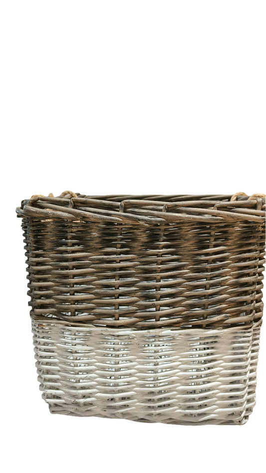 Kori suorakaide harmaa/valkoinen-Korit-Amanda B-Lahja ja sisustus Pussukka Katariina Home Oy