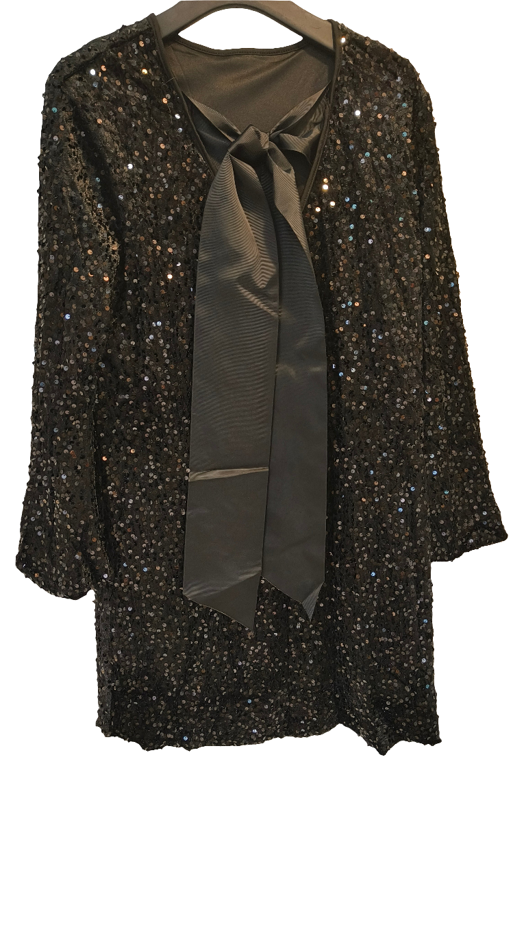 Mekko samettipaljetti Bow musta-Mekot/Hameet-Marc Lauge-Lahja ja sisustus Pussukka Katariina Home Oy