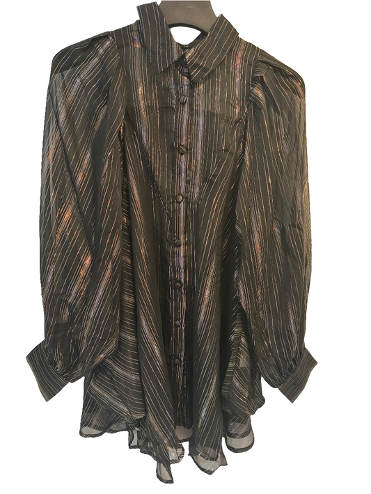 Sifonkipusero Lux musta/hopea-Puserot-Marc Lauge-Lahja ja sisustus Pussukka Katariina Home Oy