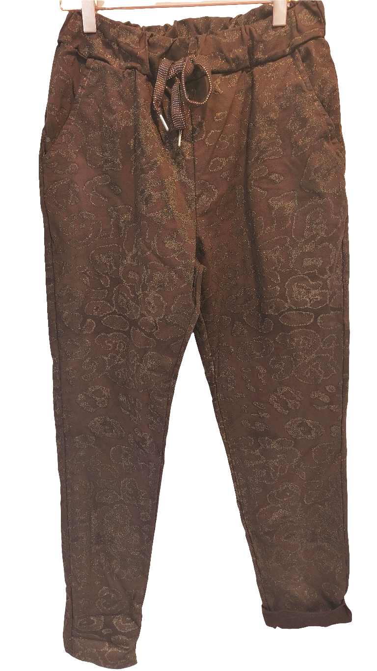 Housut Leo ruskea/kulta-Housut/Farkut-Marc Lauge-Lahja ja sisustus Pussukka Katariina Home Oy