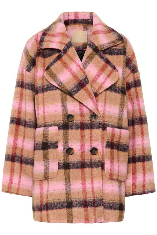 Takki Shila ruskea/vaaleanpuna ruudullinen-Takit/Jakut-Culture-Lahja ja sisustus Pussukka Katariina Home Oy