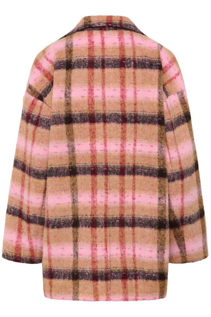 Takki Shila ruskea/vaaleanpuna ruudullinen-Takit/Jakut-Culture-Lahja ja sisustus Pussukka Katariina Home Oy