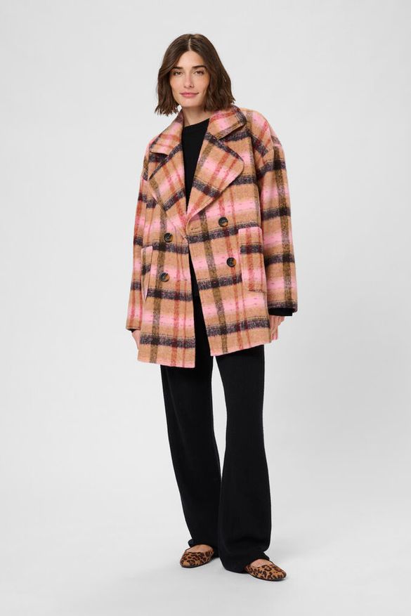 Takki Shila ruskea/vaaleanpuna ruudullinen-Takit/Jakut-Culture-Lahja ja sisustus Pussukka Katariina Home Oy