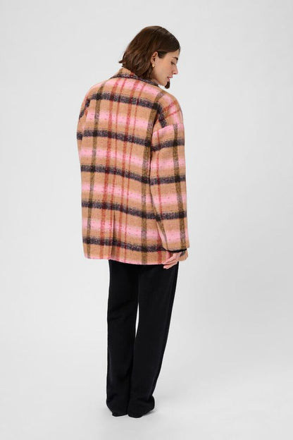 Takki Shila ruskea/vaaleanpuna ruudullinen-Takit/Jakut-Culture-Lahja ja sisustus Pussukka Katariina Home Oy