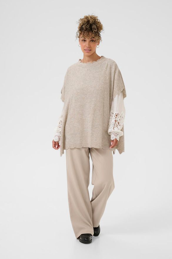 Poncho Manuela beige-Neuleet/Neuletakit-Cream Clothing-Lahja ja sisustus Pussukka Katariina Home Oy