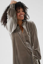 Samettimekko Flounce harmaanvihreä-Mekot/Hameet-Kaffe-Lahja ja sisustus Pussukka Katariina Home Oy