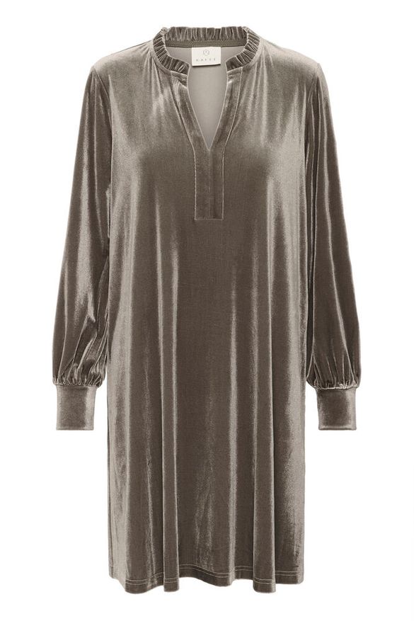 Samettimekko Flounce harmaanvihreä-Mekot/Hameet-Kaffe-Lahja ja sisustus Pussukka Katariina Home Oy