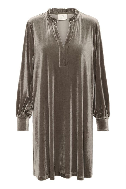 Samettimekko Flounce harmaanvihreä-Mekot/Hameet-Kaffe-Lahja ja sisustus Pussukka Katariina Home Oy