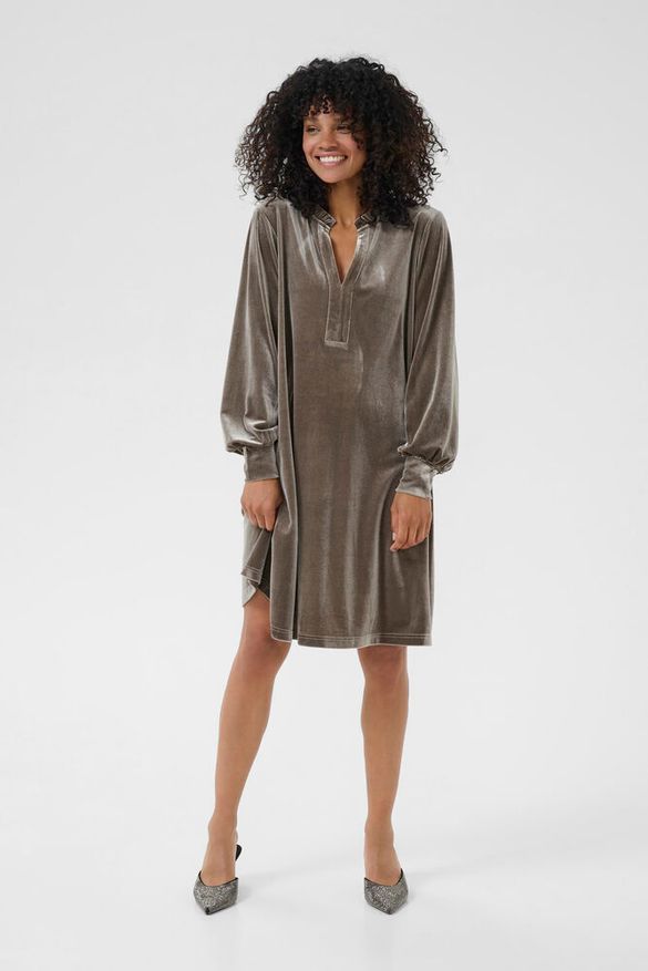 Samettimekko Flounce harmaanvihreä-Mekot/Hameet-Kaffe-Lahja ja sisustus Pussukka Katariina Home Oy