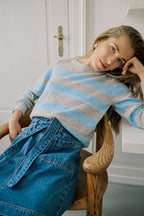 Neulepusero Aniel sini/harmaa raidallinen-Neuleet/Neuletakit-Kaffe-Lahja ja sisustus Pussukka Katariina Home Oy