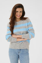 Neulepusero Aniel sini/harmaa raidallinen-Neuleet/Neuletakit-Kaffe-Lahja ja sisustus Pussukka Katariina Home Oy