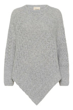 Poncho Holiday vaaleanharmaa-Neuleet/Neuletakit-Cream Clothing-Lahja ja sisustus Pussukka Katariina Home Oy