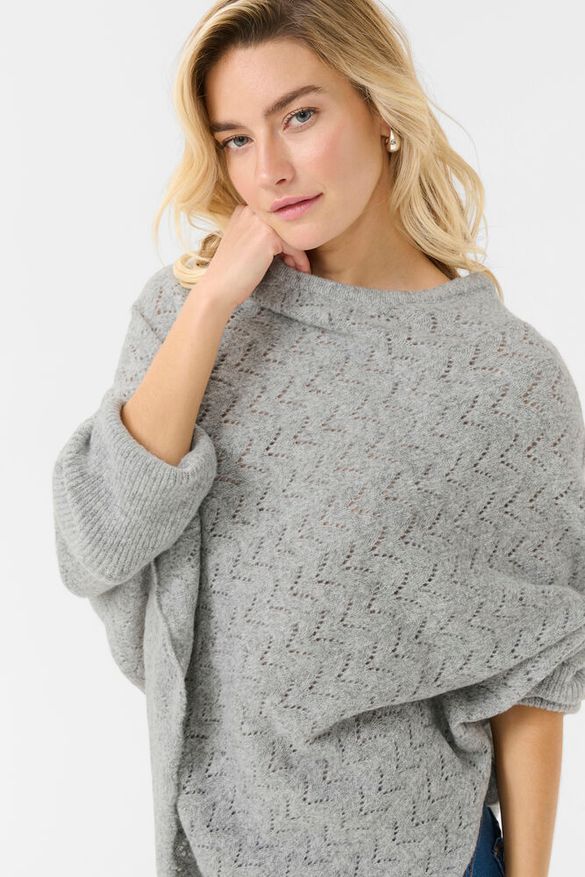 Poncho Holiday vaaleanharmaa-Neuleet/Neuletakit-Cream Clothing-Lahja ja sisustus Pussukka Katariina Home Oy