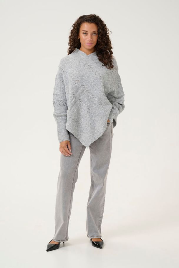 Poncho Holiday vaaleanharmaa-Neuleet/Neuletakit-Cream Clothing-Lahja ja sisustus Pussukka Katariina Home Oy