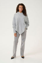 Poncho Holiday vaaleanharmaa-Neuleet/Neuletakit-Cream Clothing-Lahja ja sisustus Pussukka Katariina Home Oy