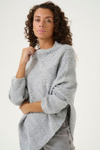 Poncho Holiday vaaleanharmaa-Neuleet/Neuletakit-Cream Clothing-Lahja ja sisustus Pussukka Katariina Home Oy